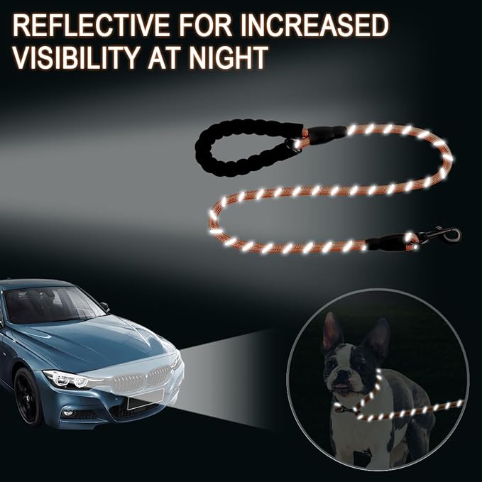 BARKBAY Dog Leashes for Large Dogs Heavy Duty Dog Leash 4/5/6 FT with Comfortable Padded Handle and Highly Reflective Threads for Medium Large Dogs Walking Training Running (4FT-1/2'',Orange)