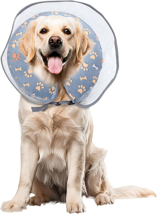 Dog Cone, Inflatable Dog Cone for Small, Medium, and Large Dogs, Soft Cone for Dogs After Surgery with Adjustable Buckle, Adjustable Soft Recovery Collar with Detachable Cove
