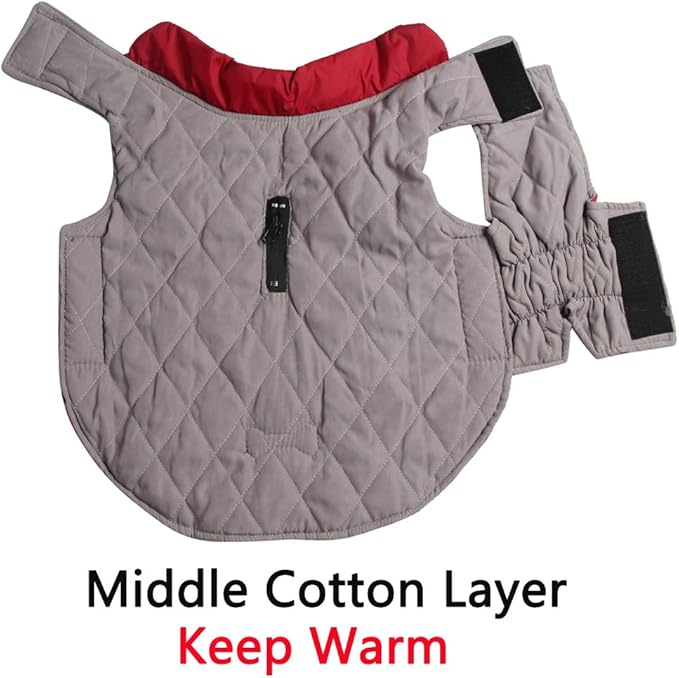 Reversible Dog Coats for Small Dogs Waterproof Warm Puppy Jacket for Cold Winter,Red and Grey S