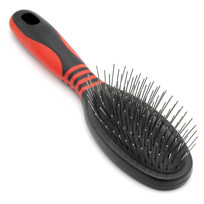 Jeffers Pet Single Sided Pin Brush - Grooming Tool for Dogs, Cats, Small Animals, Pin Brush for Detangling & Nylon Bristles for Smooth Finish, Ergonomic Handle, Perfect for Medium to Long Coats