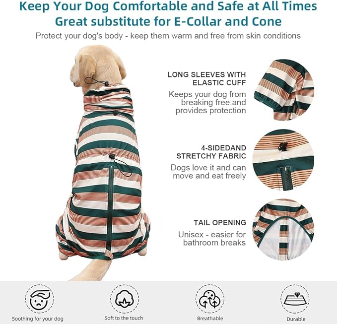 Dog Pajamas for Large Dogs,Extra Large Stretch, Suitable for Adult, Medium-Sized Dogs, Large Pet Jumpsuit Four-Legged Dog Clothes, Pet Clothing. (Yellow-Black Bar, 7XL)