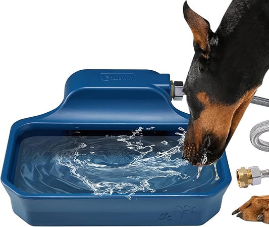 Automatic Water Dispenser for Dogs/Cats, 1 Gallon Auto-Fill Dog Water Bowl Dispenser for Indoor/Outdoor, Large Water Feeder for Pets/Livestock, BPA-Free, Wide Mouth, Fits GHT 3/4" Faucet, Blue
