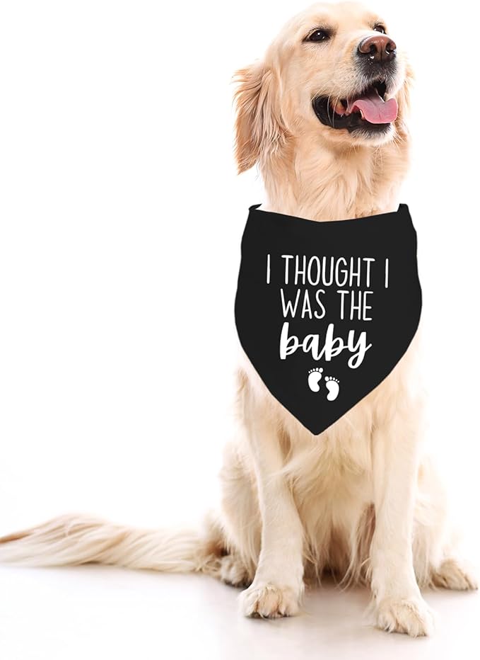 I Thought I was The Baby Bandana Pet Scarf Pregnancy Announcement Bandana Dog Bandana for Dogs Pet Accessories for Dog Lovers Pregnancy Reveal Ideas (Black)