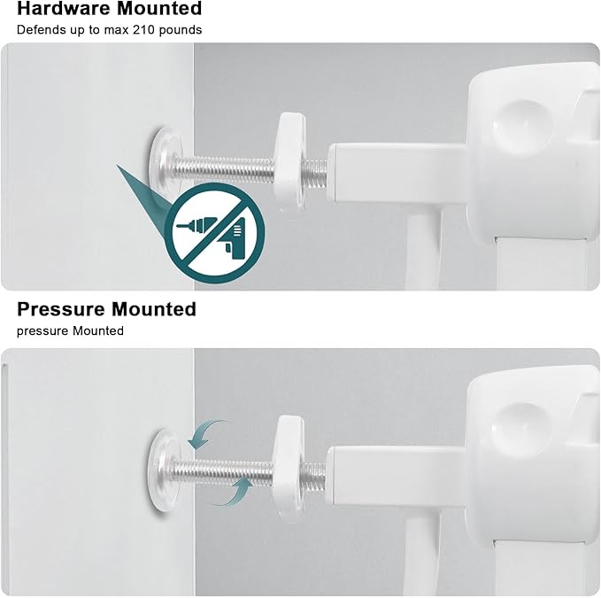 Extra Wide Baby Gate Tension Indoor Safety Gates White Metal Large Pressure Mounted Pet Gate Walk Through Long Safety Dog Gate for The House Doorways Stairs (62.2"-66.93"/158-170CM, White)