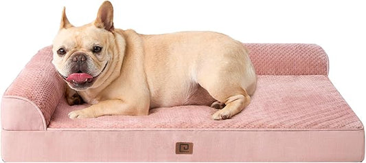 EHEYCIGA Memory Foam Dog Bed Medium Sized Dogs, Waterproof Dog Bed Orthopedic with Washable Removable Cover, Non-Slip Pet Bed Couch for Crate, 30x20x6 Inches, Pink