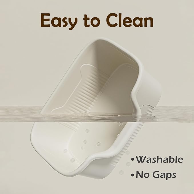 SpaceTime Extra Large Litter Box with High Sides,23.6" Lx16.5 Wx8.6 H XL Multi Cat Litter Pan for Kitty,Cat Boxes for Indoor Cats,Jumbo Litter Boxes for Big Cats,Anti-Splashing,Easy to Clean (White)