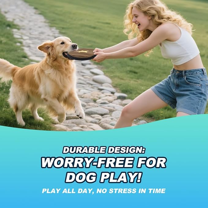 TSPRO Tactical Dog Flying Discs, Anti-Rip Nylon for Aggressive Chewers & Medium to Large Dogs, Water Floating Flyer, Lightweight for Indoor/Outdoor Play, Training, Parks & Yards (9.5", Green)