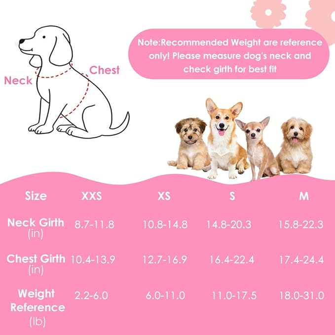 SlowTon Small Dog Harness - No Pull Dog Harness and Leash Set, Soft Mesh Lightweight Puppy Vest Harnesses, Adjustable Pet Harnesses for XXS XS Small Medium Easy Walk Hiking (Pink, XXS)