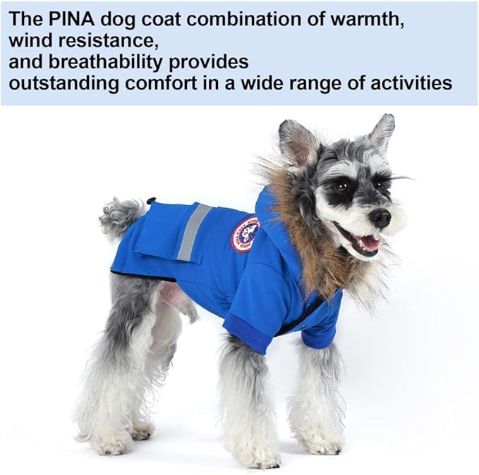 PINA Small Dog Coats - Waterproof & Windproof Dog Jacket with Pocket, Warm Flannel Lining & Faux Fur Hood for Cold Weather & Snow