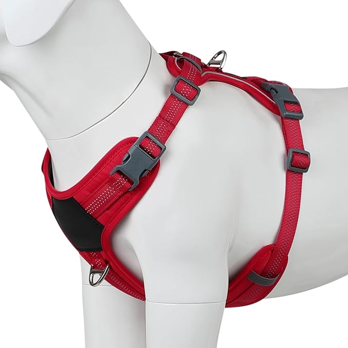 Plutus Pet No Pull Dog Harness, Release at Neck, Soft Padded, Reflective Adjustable Dog Vest Harness for Small, Medium, Large Dogs(Red, XL)