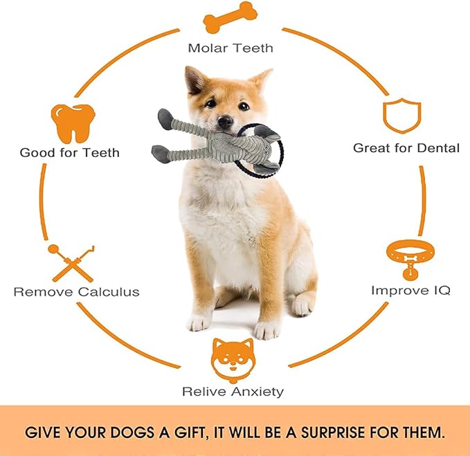 Rope Dog Toys to Keep Them Busy - Tug of War Dog Toys for Boredom Plush Interactive Squeaky Puppy Toys for Small Medium Large Dogs