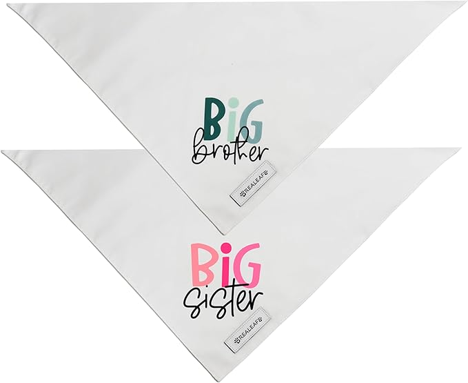 Realeaf Big Brother Big Sister Dog Bandanas Pet Scarf for Medium and Large Dogs New Baby Announcement Pet Accessories Pregnancy Reveal Ideas (X-Large)
