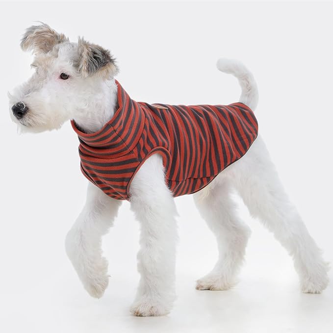 FUAMEY 2 Pack Dog Fleece Vest for Small Dogs,Maltese Chihuahua Stretchy Dog Sweatshirts Warm Dogs Pullover Winter Pet Sweaters with Leash Hole Puppy Turtleneck Sleeveless Orange S