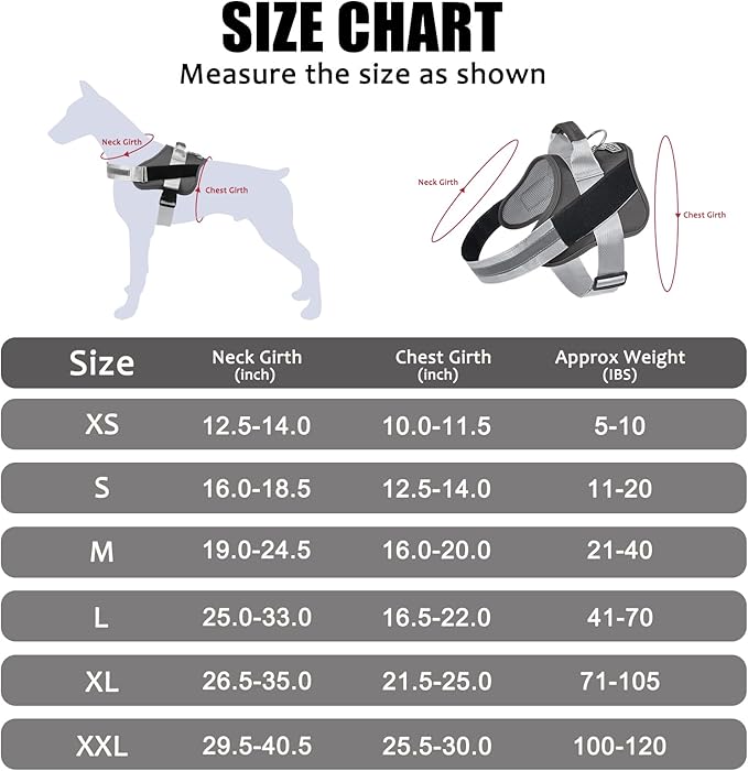 Bolux Dog Harness, No-Pull Reflective Dog Vest, Breathable Adjustable Pet Harness with Handle for Outdoor Walking - No More Pulling, Tugging or Choking (Black, M)