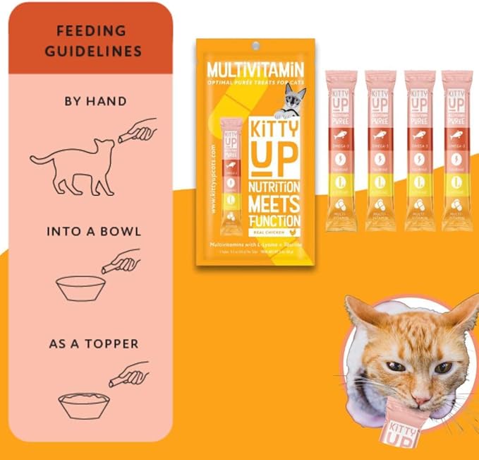 Lickable Cat Treats - All Natural Chicken Puree Tubes with Lysine & Taurine | Grain-Free Wet Treats for Indoor Cats & Kittens (12 Pack)