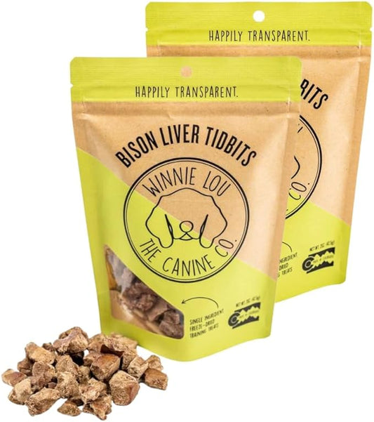 Freeze Dried Bison Liver Tidbits - Single Ingredient, Human-Grade, No Artificial Flavors or Fillers, Perfect for Training (Pack of 2)