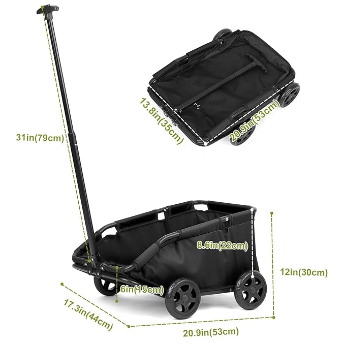 Dog Stroller 4 Wheels Folding Dog Cart Pet Stroller for Travelling Shopping Walking Playing for Small Dogs Cats (Black)