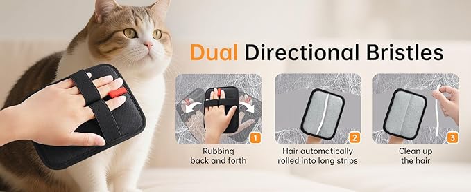 Pet Hair Removal Glove, Reusable Cat Dog Electrostatic Hair Remover Grooming Glove Tool, Upgraded and Thickened Pet Hair Gloves,Pet Hair Remover Tool for Laundry, Couch, Carpet, Car Seat 1 pc