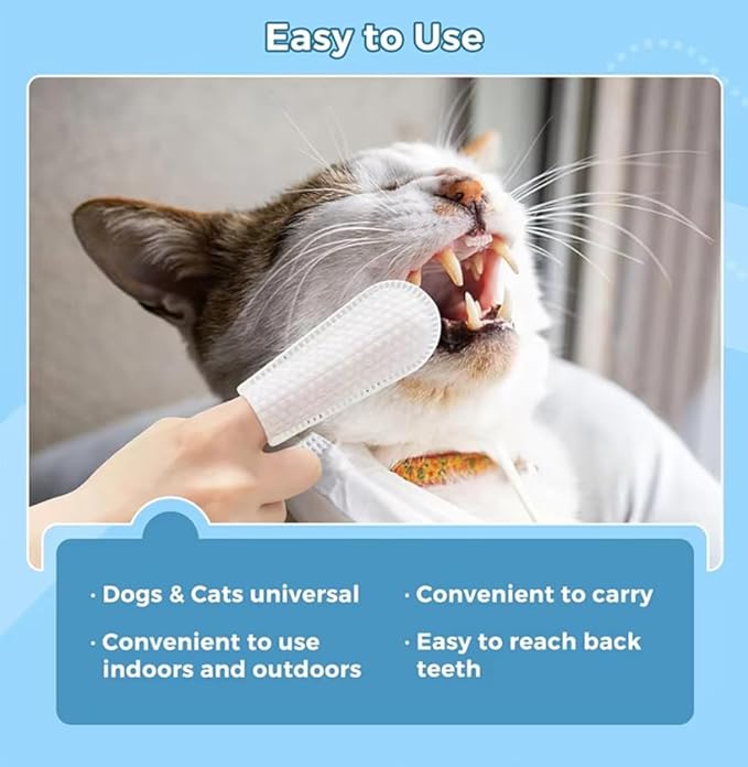 Dog Teeth Cleaning Finger Wipes, 100pcs Pet Dental Care Finger Wipes for Dogs and Cats Removing Plaque and Tartar Buildup, Freshens Breath -- Safe Ingredients Disposable No-Rinse Pet Finger Toothbrush
