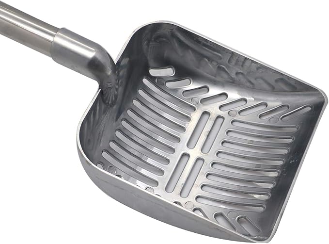 32 inch Cat Litter Scooper Metal Cat Litter Scoop Long Handle Cat Scoop Litter Box Scooper Non-Stick Aluminum Deep Shovel Litter Scoop Large Kitty Sifter Scoop Manages Big Clumps of Multi-Cat Families