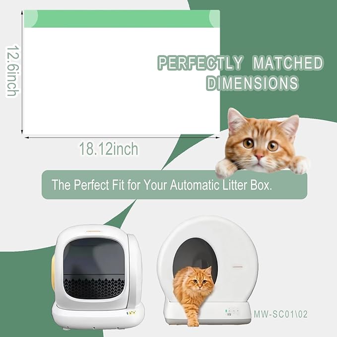 120 Count Miwow Cat Liner for Automatic Litter Box, Litter Box Liner Replacement Waste Bags, Thickened Leak-Proof & Odor-Proof Design, Compatible for Meowant and More Automatic Litter Box (6 Rolls)