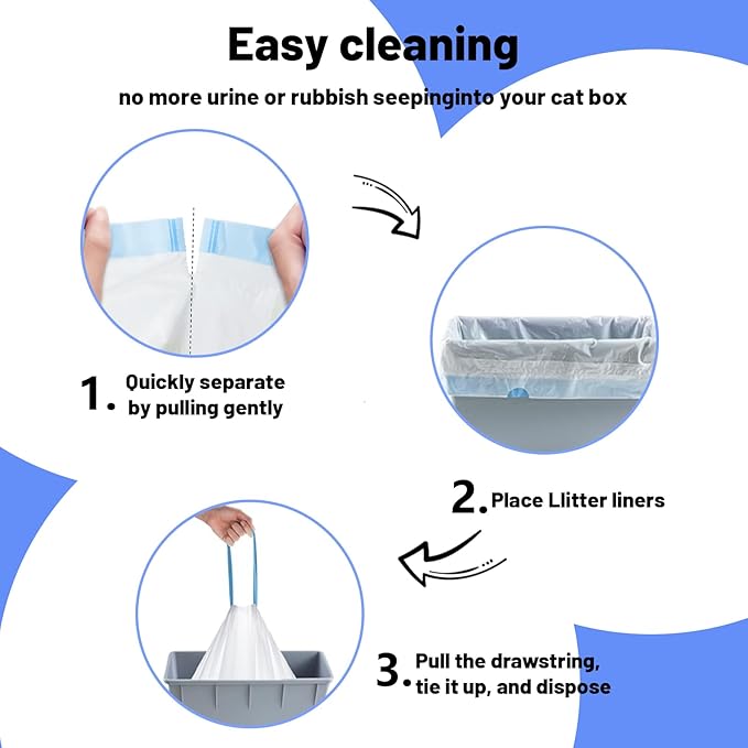 40 Count Extra Large Cat Litter Box Liners, Cat Litter Waste Receptacles Bags for MeoWant MW-SC01/MW-SC02/MW-LR01 Self-Cleaning Litter Box
