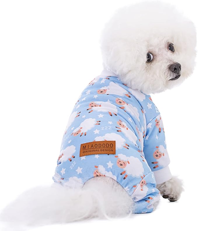 Blue Puppy Christmas Dog Clothes Pajamas for Small Medium Dogs Girl Boy,Funny Pet Cat Dog Shirts Costume Sweaters Pjs Onesie Shirt,Doggie Onesies Cat Pet Outfit Frenchie Clothes