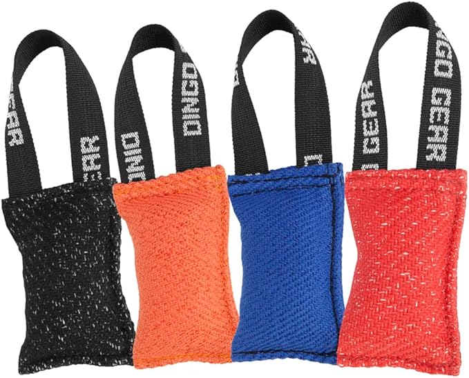 Dingo Gear French Linen tug Toy for Dog, Dog Bumper for Training, Agility, tug of war, Dog bite Pillow for Strong Dog, 1handle 4" Pink S00306