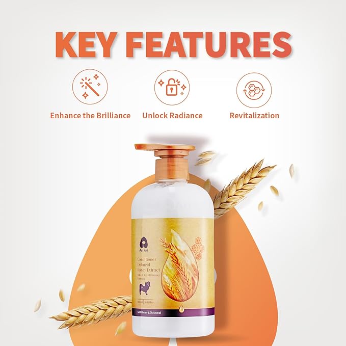 Arf Arf Oatmeal Dog Conditioner for Sensitive Skin - Soothing Anti-Itch & Detangling Formula for Dry, Itchy Skin & Matted Fur - Gentle for Puppies & All Breeds - 16oz