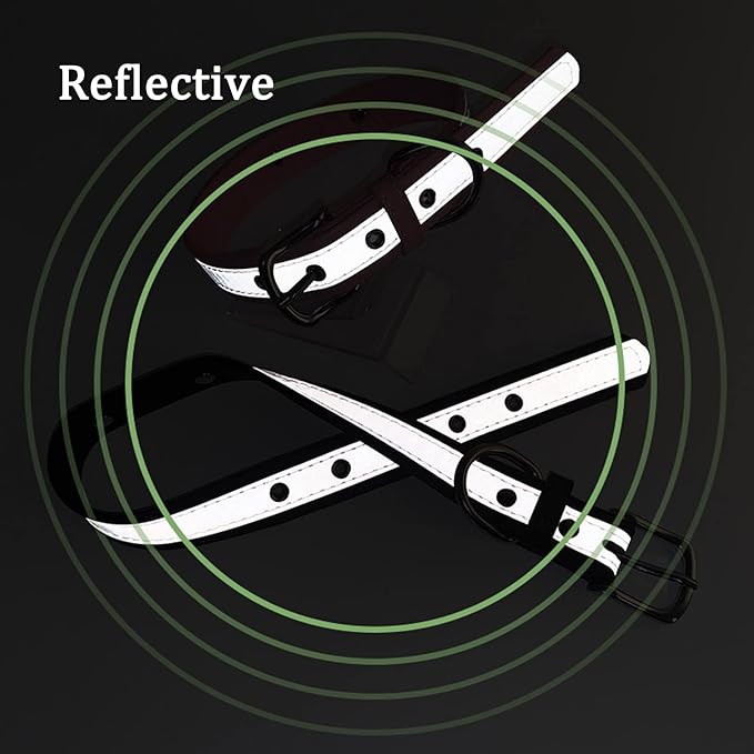 Yonsbox Personalized Reflective Dog & Cat Collar with Silent ID Tag, Custom Engraved Pet Name & Phone Number, Ultra Soft Microfiber, No-Jingle Safety Collar for Small Medium Large Dogs