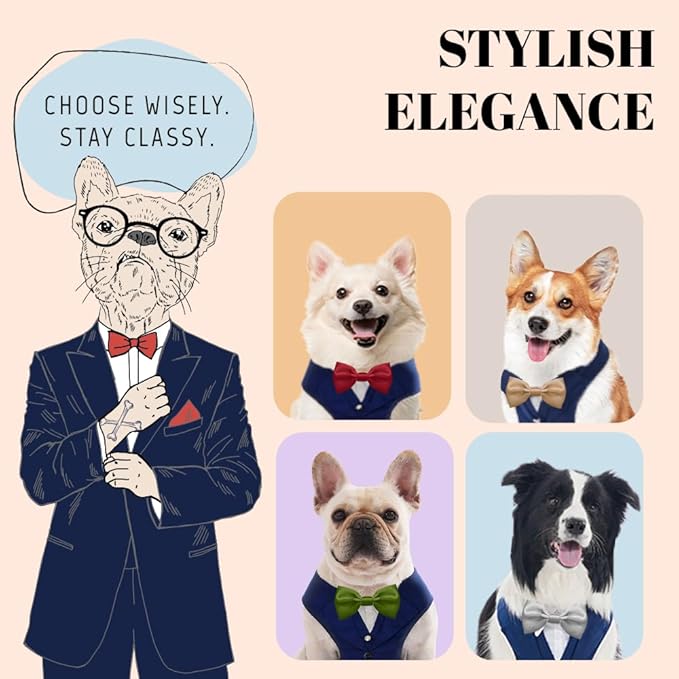 AVERYDAY Dog Tuxedo for Wedding Outfit, Dog Suit and Tie Costumes for Birthday, Halloween, Cosplay, Christmas Party, Pet Formal Wear with Bowtie, Tux for Medium Large Dogs, Bulldog, Labrador, Husky