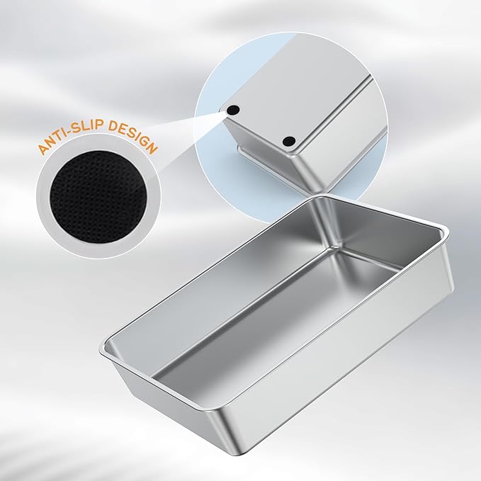 Soulbond Stainless Steel Litter Box, Extra Large Metal Litterbox for Big Cat and Multi-Cats Families, Non-Stick, Easy to Clean