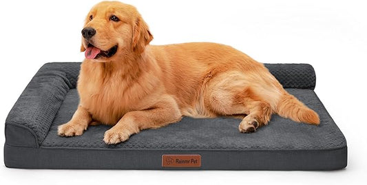 Orthopedic Dog Beds Large Sized Dog, Memory Foam Pet Bed for Large Dogs, Washable Removable Cover, Nonskid Bottom, Waterproof, 44x32x6 Inches, Dark Grey