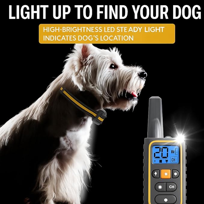 Waterproof Dog Shock Collar with Remote 3300 FT – 3 Modes Beep Vibrate Static, LED Light, 20-Level Adjustable, Rechargeable Training Collar for Small Medium Large Dogs 8-120 lbs