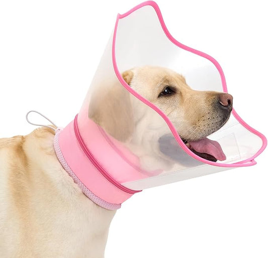 Soft Dog Cone Collar After Surgery,2-in-1 Adjustable Sponge Recovery Collar to Stop Licking Biting Wounds, Pet Elizabethan Dog Cone Alternative with Shield, XL