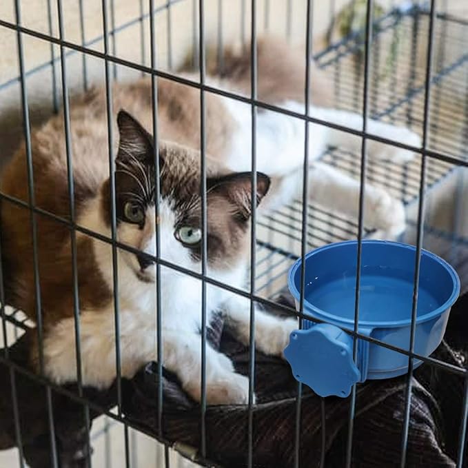 NAMSAN Small Heat Pet Bowl for Cats Rabbits Indoor, 0.6L Heated Water Bowl, Water & Food Thermal-Bowl for Dog Cage, Hanging Kennel Dish, USB Cable, Self-Assembly