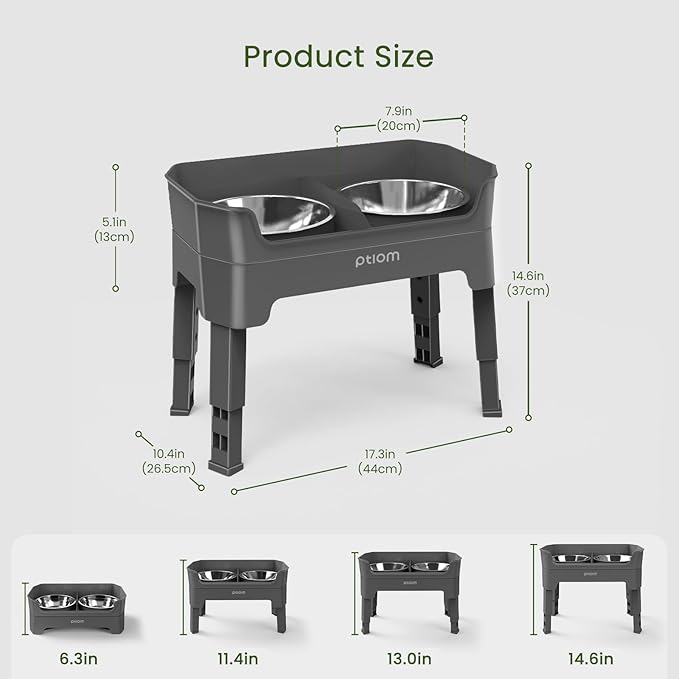 KPWACD 3-in-1 Elevated Dog Bowls Mess Proof Raised Slow Feeder Dog Bowls, 4 Height Adjustable Stand Licking Plate with 2 56oz Stainless Steel Doggy Food Dish for Small Medium Large Pets