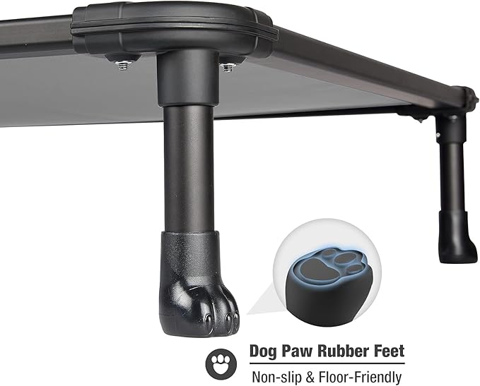 Veehoo Chew Proof Elevated Dog Bed - Cooling Raised Pet Cot - Rustless Aluminum Frame and Durable Textilene Mesh, Unique Designed No-Slip Feet for Indoor or Outdoor Use, Grey, Large, CWC2002