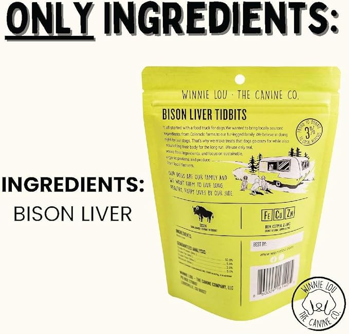 Freeze Dried Bison Liver Tidbits - Single Ingredient, Human-Grade, No Artificial Flavors or Fillers, Perfect for Training (Pack of 2)