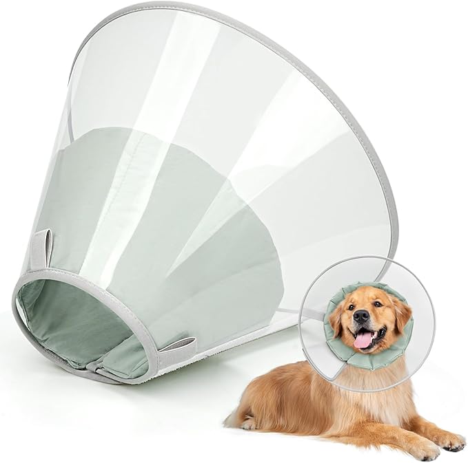 Dog Cone Collar to Stop Licking, Clear Elizabeth Recovery Collar with Soft Pad for Large, Medium, Small Dogs, Pet Head Cone Alternative After Surgery, Neutering, Injury (XL)