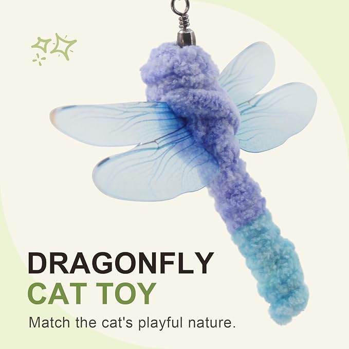SONGWAY Insect Cat Toy Refills - 10 Pieces Dragonfly Toy Replacements for Indoor Cats, Interactive Cat Toy Wand Attachments