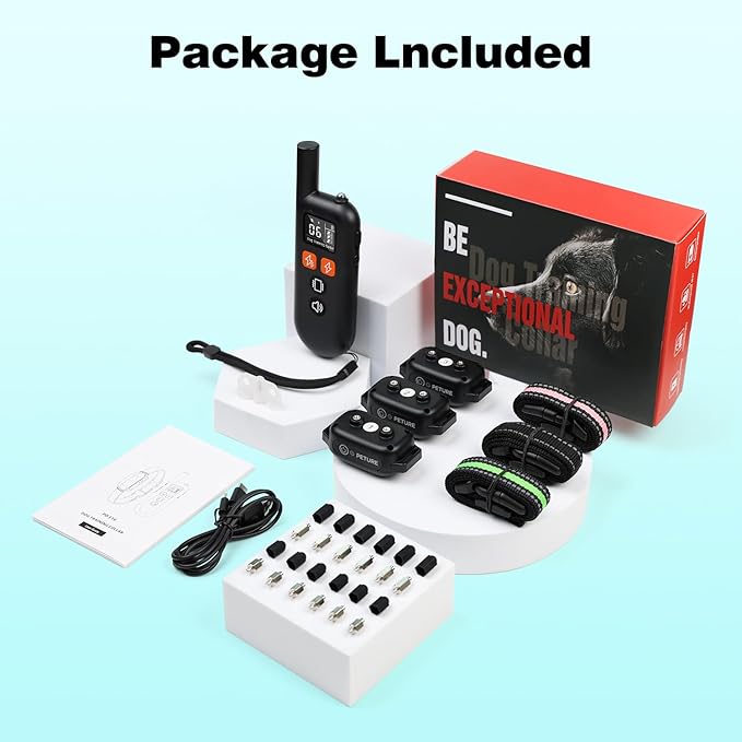 3 Dogs Training Collar with Remote 3 Pack - 3300FT Rechargeable, IPX7 Waterproof Dog Training Collar with Fashlight, E Collar for Small Medium Large Dogs(5-150lbs) - 4 Training Modes, Adjustable Strap