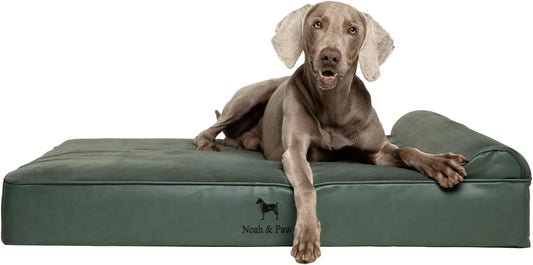 NOAH & PAW XL Dog Bed, 45x35x9.1 Inch, Orthopedic Large Dog Beds, Eggshell Memory Foam Infused with Cooling Gel, Waterproof, Machine Washable, Includes Inner Cover (Faux Leather)
