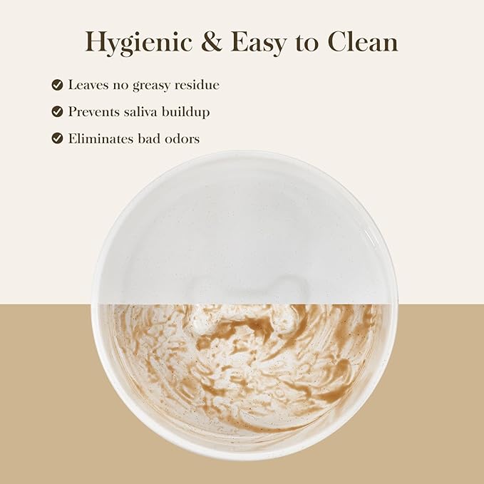 MALACASA Dog Bowls, Ceramic Dogs Bowls with Wood Stand Non-Slip, 6 Cups or 58 oz Capacity Dog Water Food Bowl Glaze Matte Weighted Non-Slip Pet Bowl for Large Dogs (L-6 Cups)