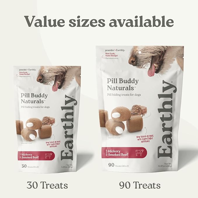 Presidio Pill Buddy Naturals - PB & Banana Recipe Pill Hiding Treats for Dogs - Make A Perfect Pill Concealing Pocket Or Pouch for Any Size Medication - 30 Servings