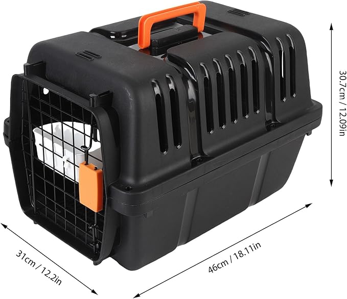 Plastic Dog Crate, Airline Approved Hard Shell Dog Kennel with Handle for Home and Travel, Large Space Portable Breathable Pet Travel Carrier for Outings and Activities (Black)