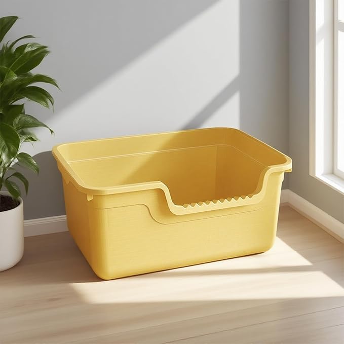 Large Cat Litter Box with High Sides,Open Top Cat Litter Pan with Low Entry,Big Cat Boxes for Indoor Cats,Ideal for Kittens & Senior Cats,Anti-Splashing,No Odor,Easy to Clean (White)