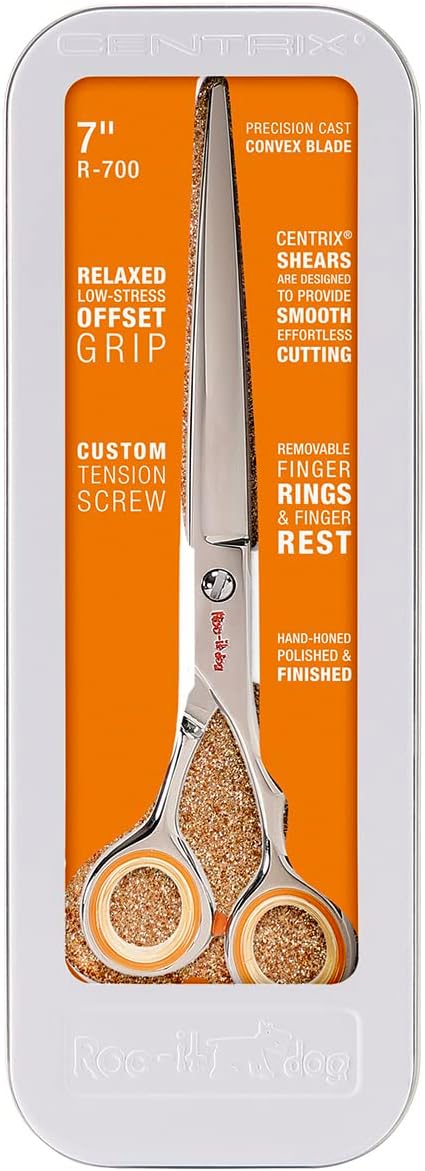 Cricket Centrix Roc-It Dog R 700 7” Professional Hair Cutting Scissors, Precision Cast Convex Blade Scissor, Barber Shears, Offset Grip, Hair Scissors Accessories