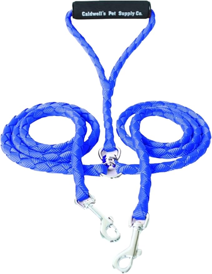 Caldwell's Pet Supply Co. Dual Dog Leash, Double Dog Leash for Two Dogs, Tangle Free, Heavy Duty Double Ended Tandem Leashes with Padded Handle, Tangle-Free Swivel, for Small, Medium or Large Dogs