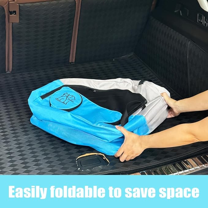 Small Portable Pet Crate for Car Travel, 19"x19"x17" Foldable Dog & Cat Carrier with Secures Seatbelt & Headrest Strap, Oxford Soft-Sided Pet Kennel with Removable Bed for Small Pets